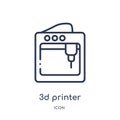 Linear 3d printer icon from Future technology outline collection. Thin line 3d printer icon isolated on white background. 3d