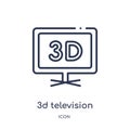 Linear 3d television icon from Cinema outline collection. Thin line 3d television vector isolated on white background. 3d