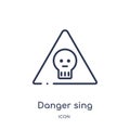 Linear danger sing icon from Airport terminal outline collection. Thin line danger sing vector isolated on white background. Royalty Free Stock Photo