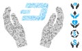Linear Dash Care Hands Icon Vector Mosaic