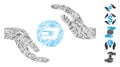 Linear Dash Coin Care Hands Icon Vector Mosaic