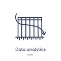 Linear data analytics bars chart with descendant line icon from Business outline collection. Thin line data analytics bars chart