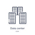 Linear data center icon from Internet security and networking outline collection. Thin line data center icon isolated on white