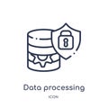 Linear data processing icon from Gdpr outline collection. Thin line data processing icon isolated on white background. data