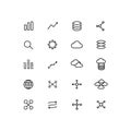 Linear Data Science and Cloud Computing Icon Set Royalty Free Stock Photo