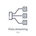 Linear data streaming icon from Internet security and networking outline collection. Thin line data streaming icon isolated on