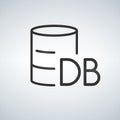 Linear Database, Server Isolated Flat Web Mobile Icon with DB word. Vector Illustration isolated on modern background. Royalty Free Stock Photo