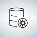 Linear Database, Server Isolated Flat Web Mobile Icon with gear icon. Vector Illustration isolated on modern background. Royalty Free Stock Photo