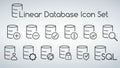 Linear Database, Server Isolated Flat Web Mobile Icon set. Vector Illustration isolated on modern background. Royalty Free Stock Photo
