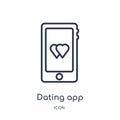 Linear dating app icon from Birthday party outline collection. Thin line dating app vector isolated on white background. dating Royalty Free Stock Photo