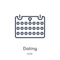 Linear dating icon from Birthday party outline collection. Thin line dating vector isolated on white background. dating trendy