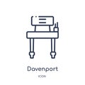 Linear davenport icon from Furniture and household outline collection. Thin line davenport icon isolated on white background.