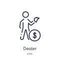 Linear dealer icon from Activity and hobbies outline collection. Thin line dealer vector isolated on white background. dealer