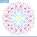 Linear decorative mandala. Rainbow gradient colors