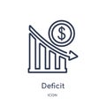 Linear deficit icon from Business outline collection. Thin line deficit icon isolated on white background. deficit trendy