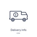 Linear delivery info icon from Delivery and logistic outline collection. Thin line delivery info vector isolated on white