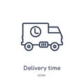 Linear delivery time icon from Delivery and logistic outline collection. Thin line delivery time vector isolated on white Royalty Free Stock Photo