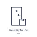 Linear delivery to the door icon from Delivery and logistic outline collection. Thin line delivery to the door vector isolated on