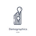 Linear demographics icon from Maps and locations outline collection. Thin line demographics icon isolated on white background.