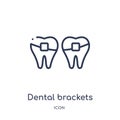 Linear dental brackets icon from Dentist outline collection. Thin line dental brackets icon isolated on white background. dental