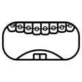 Linear dental brackets icon vector