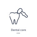 Linear dental care icon from Dentist outline collection. Thin line dental care icon isolated on white background. dental care