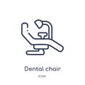 Linear dental chair icon from Dentist outline collection. Thin line dental chair icon isolated on white background. dental chair