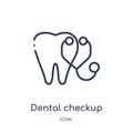 Linear dental checkup icon from Dentist outline collection. Thin line dental checkup icon isolated on white background. dental