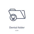 Linear dental folder icon from Dentist outline collection. Thin line dental folder icon isolated on white background. dental