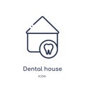 Linear dental house icon from Dentist outline collection. Thin line dental house icon isolated on white background. dental house