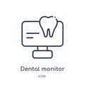 Linear dental monitor icon from Dentist outline collection. Thin line dental monitor icon isolated on white background. dental