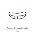 Linear dental prosthesis icon from Dentist outline collection. Thin line dental prosthesis icon isolated on white background.
