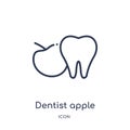 Linear dentist apple icon from Dentist outline collection. Thin line dentist apple icon isolated on white background. dentist