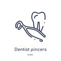 Linear dentist pincers icon from Medical outline collection. Thin line dentist pincers icon isolated on white background. dentist