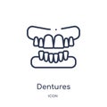 Linear dentures icon from Dentist outline collection. Thin line dentures icon isolated on white background. dentures trendy