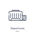 Linear departures icon from Architecture and travel outline collection. Thin line departures vector isolated on white background.