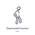 Linear depressed human icon from Feelings outline collection. Thin line depressed human vector isolated on white background.