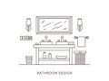 Linear design illustration of modern designer bathroom interior Royalty Free Stock Photo