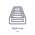 Linear desk tray icon from General outline collection. Thin line desk tray icon isolated on white background. desk tray trendy