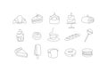 Linear dessert icons pen line style