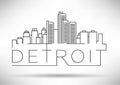Linear Detroit City Silhouette with Typographic Design