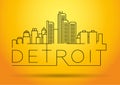 Linear Detroit City Silhouette with Typographic Design