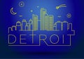 Linear Detroit City Silhouette with Typographic Design