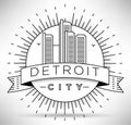 Linear Detroit City Silhouette with Typographic Design