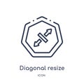 Linear diagonal resize icon from Arrows outline collection. Thin line diagonal resize vector isolated on white background.