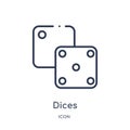 Linear dices icon from Entertainment and arcade outline collection. Thin line dices vector isolated on white background. dices Royalty Free Stock Photo