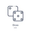 Linear dices icon from Entertainment and arcade outline collection. Thin line dices vector isolated on white background. dices