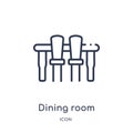 Linear dining room icon from Furniture and household outline collection. Thin line dining room icon isolated on white background. Royalty Free Stock Photo