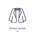 Linear dinner jacket icon from Clothes outline collection. Thin line dinner jacket vector isolated on white background. dinner Royalty Free Stock Photo