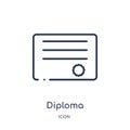 Linear diploma icon from Education outline collection. Thin line diploma vector isolated on white background. diploma trendy Royalty Free Stock Photo